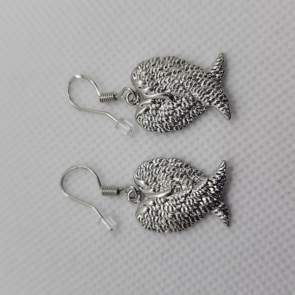 925 Silver Plated Angel Wing Earrings - Picture 4 of 10